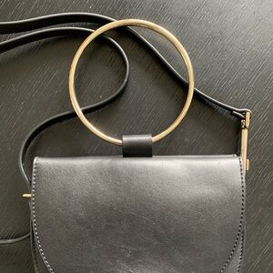 Theory Black Leather Crossbody Bag